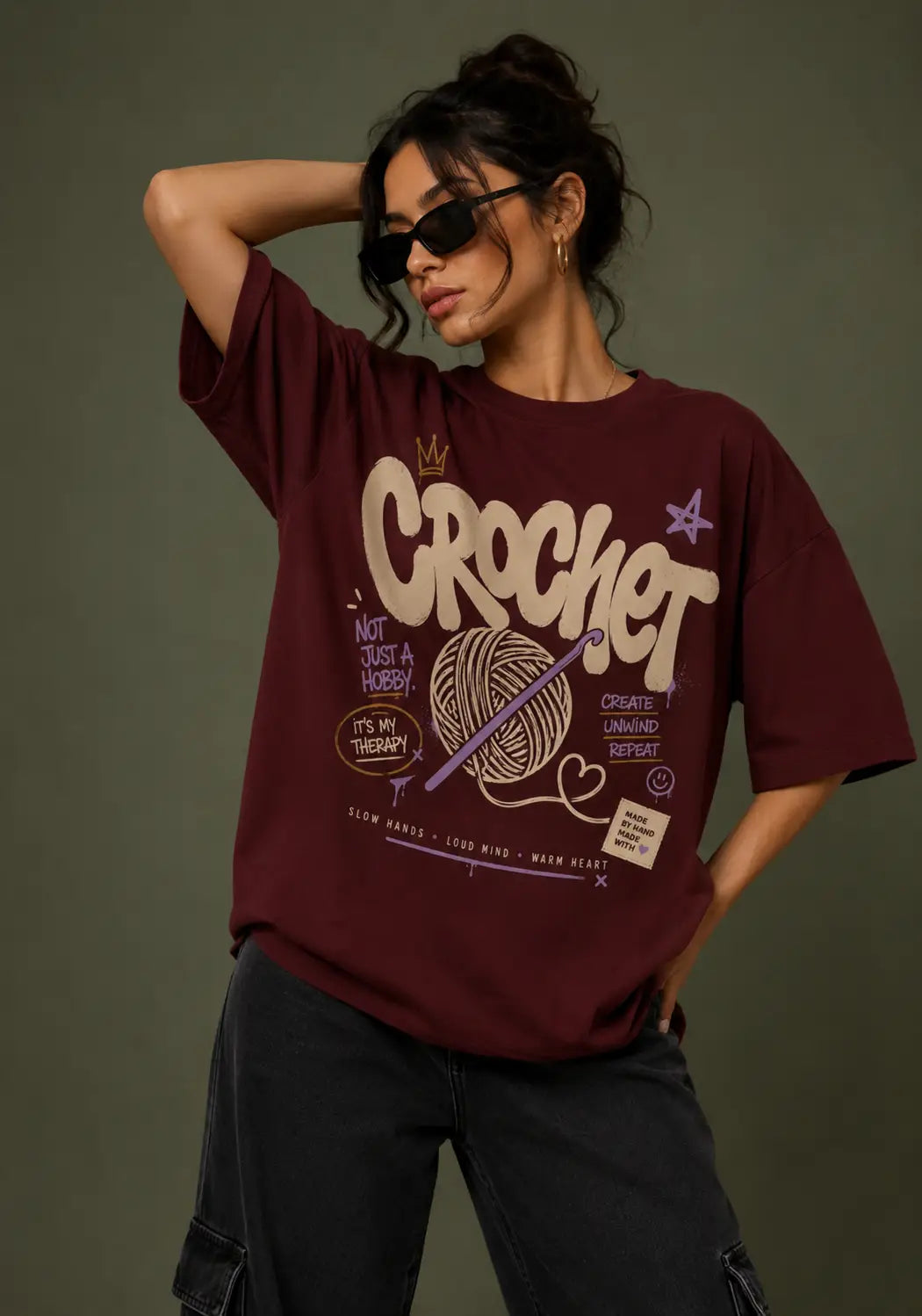 Crochet Is My Therapy Oversized T-Shirt