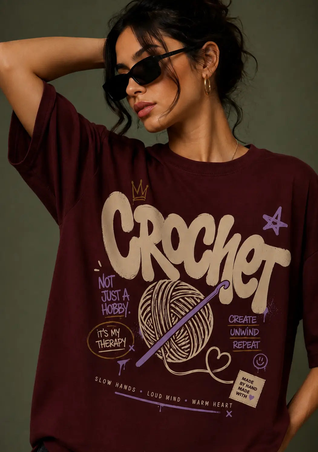 Crochet Is My Therapy Oversized T-Shirt