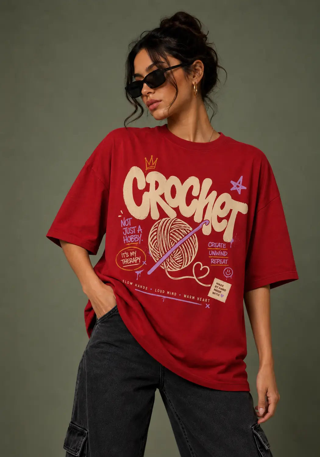 Crochet Is My Therapy Oversized T-Shirt