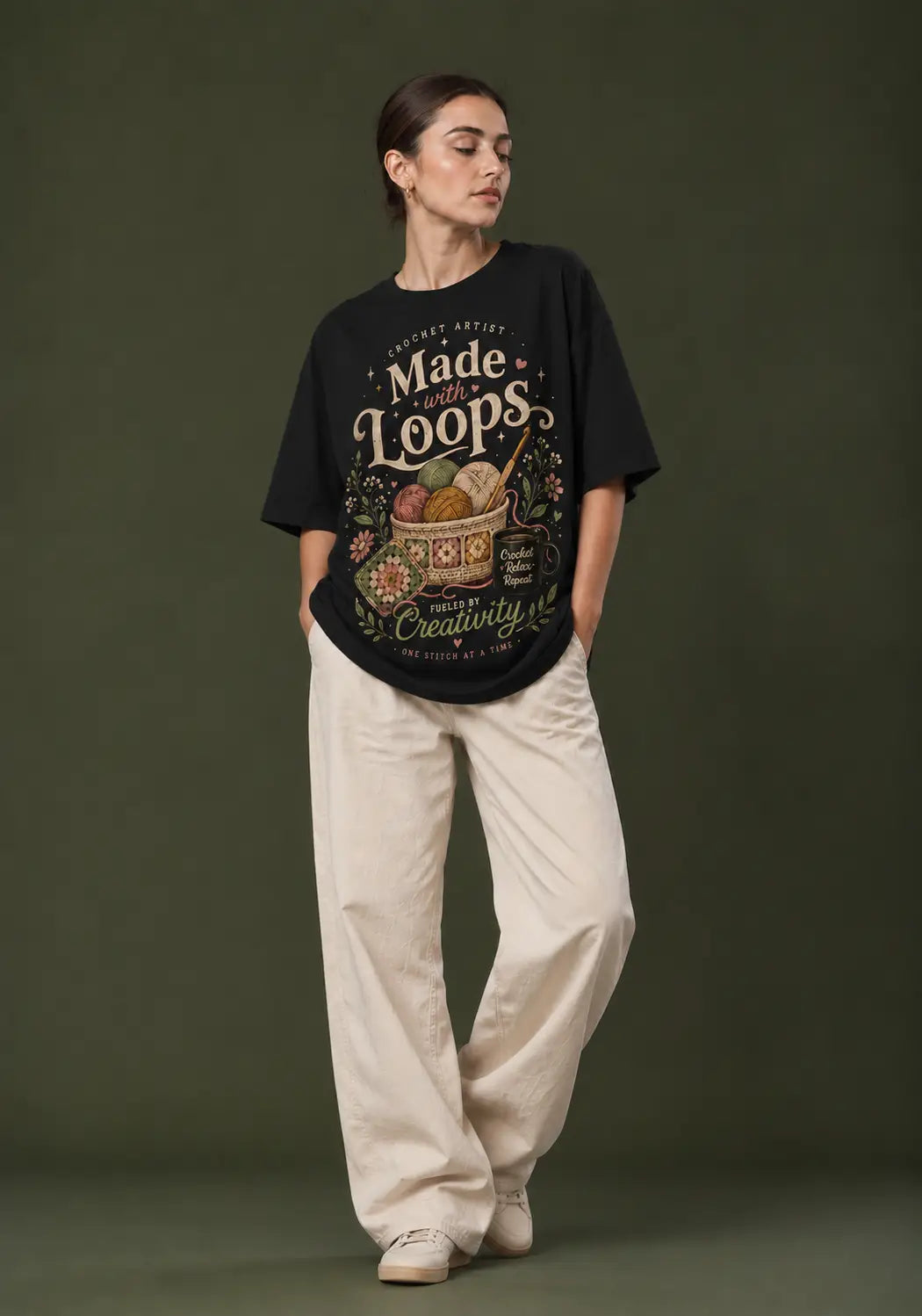Made with Loops Crochet Lover Oversized T-Shirt