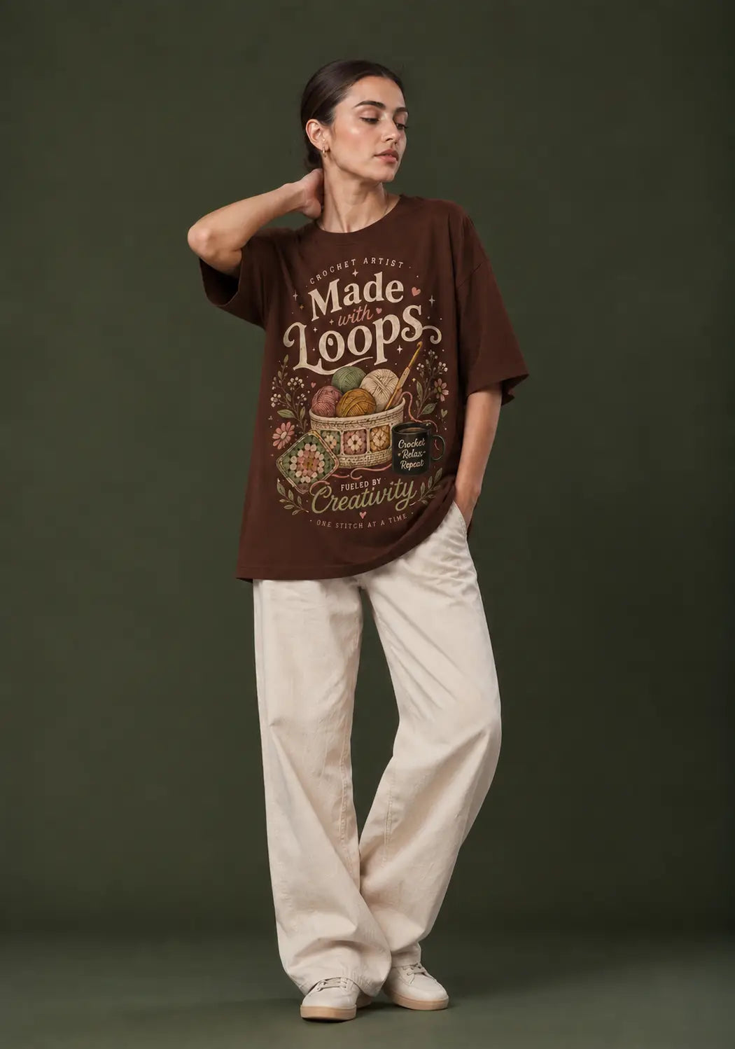 Made with Loops Crochet Lover Oversized T-Shirt
