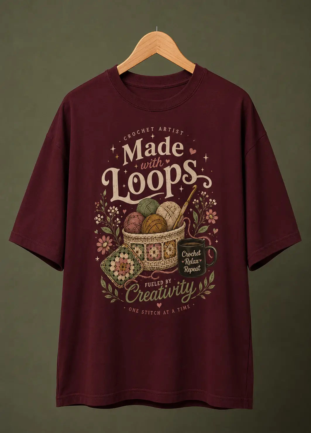 Made with Loops Crochet Lover Oversized T-Shirt