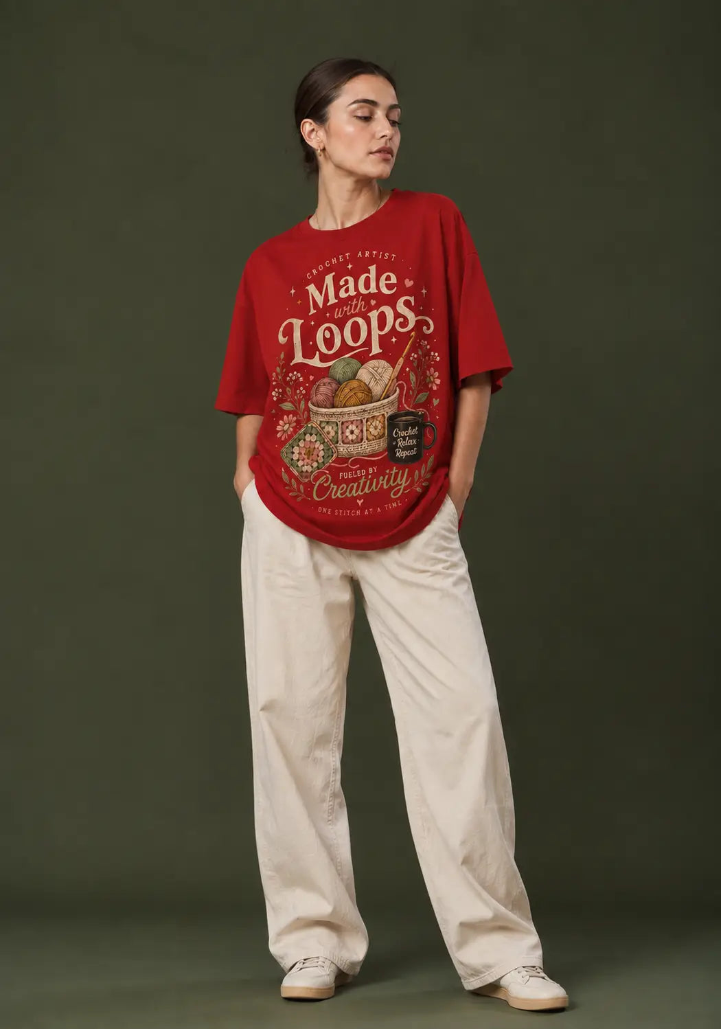 Made with Loops Crochet Lover Oversized T-Shirt