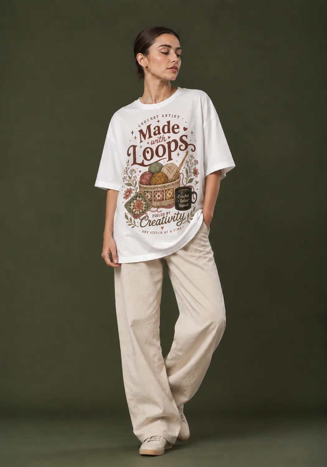 Made with Loops Crochet Lover Oversized T-Shirt