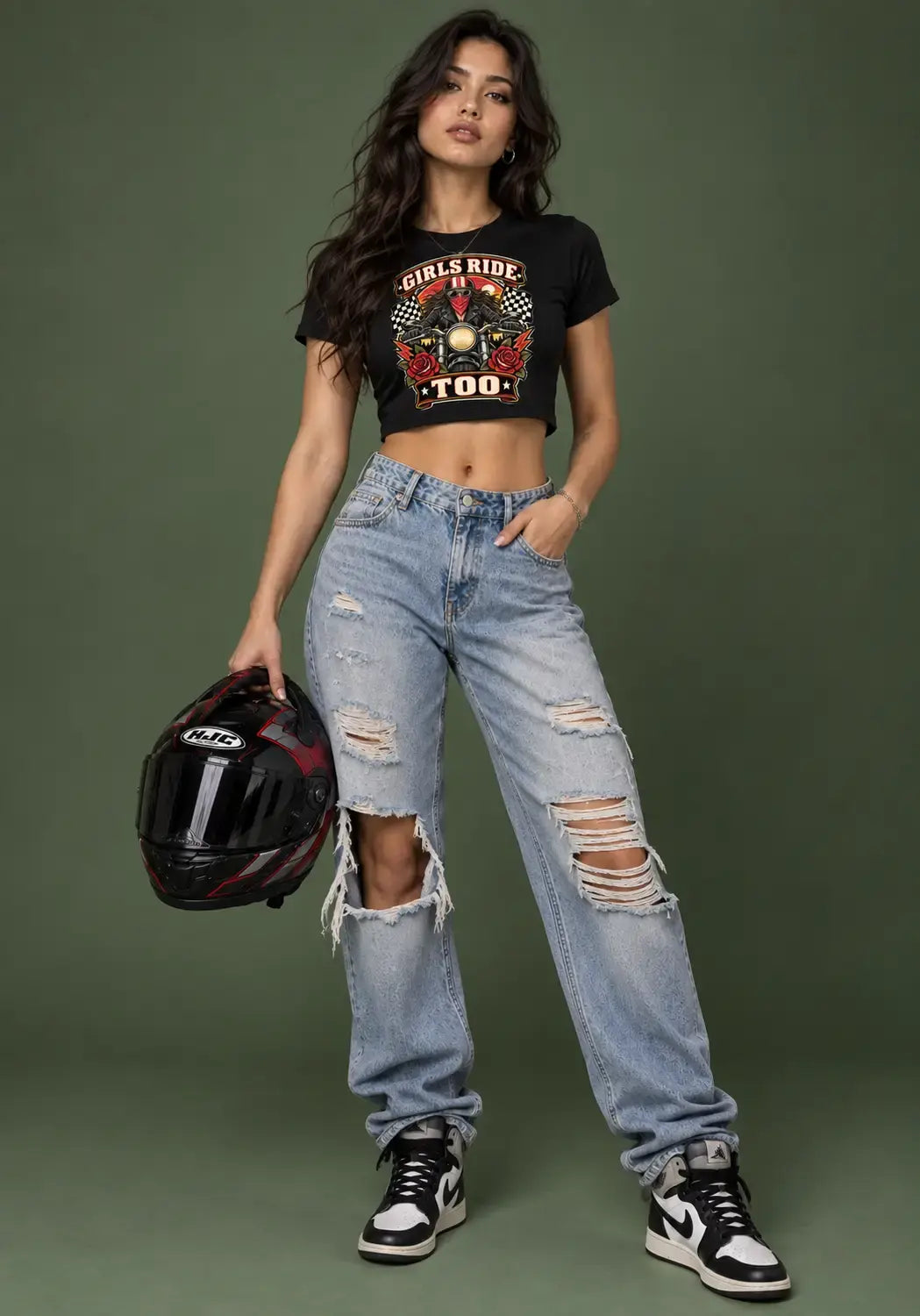 Girls Ride Too Crop Top