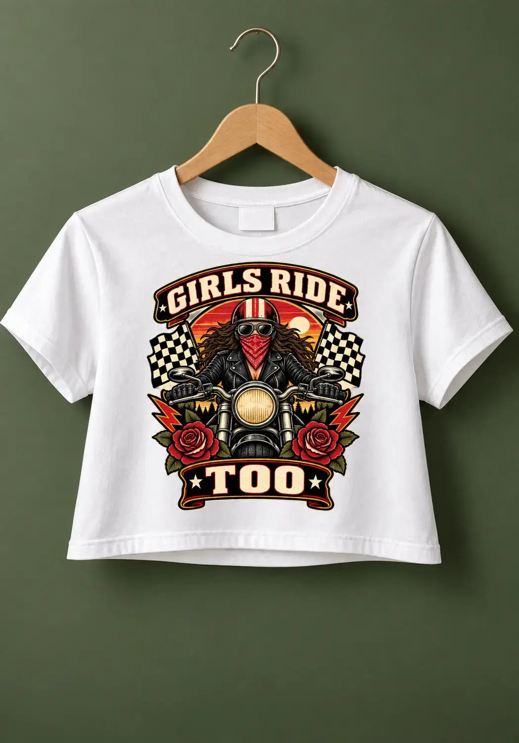 Girls Ride Too Crop Top