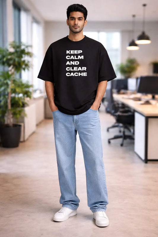 black Oversized office round neck tshirt for corporate employees