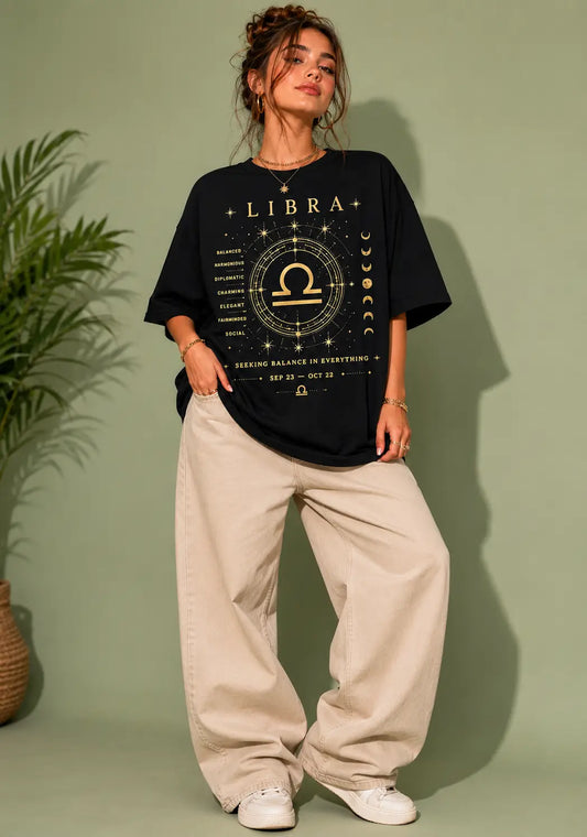 Libra Celestial Balance Oversized T-Shirt