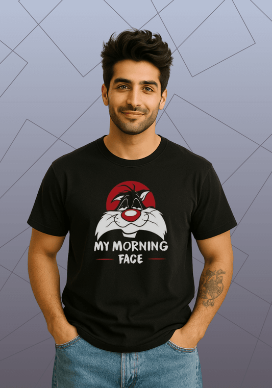 Premium Honeycomb Cotton T-shirt – My Morning Face Tom Graphic Print